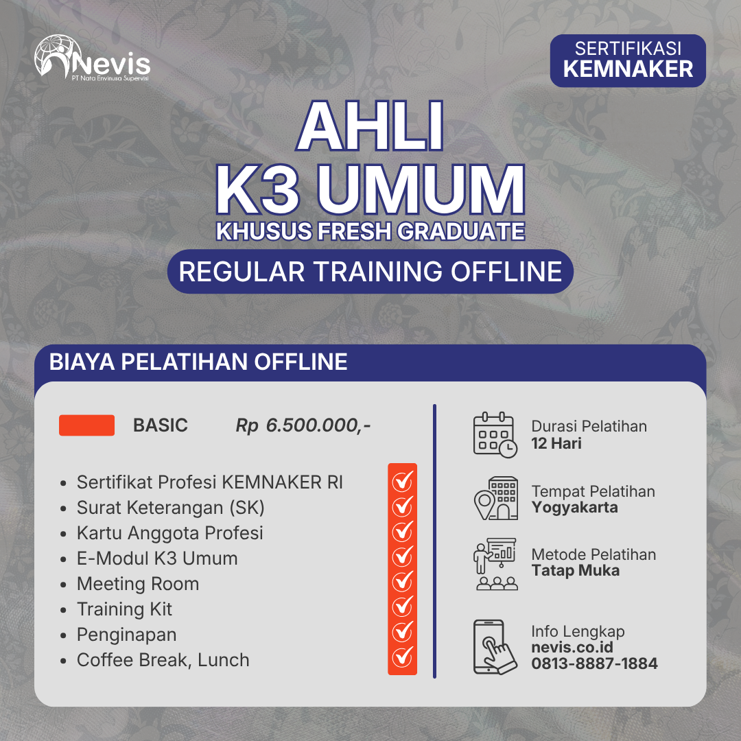 Foto Produk Pelatihan Ahli K3 Umum Sertifikasi KEMNAKER RI Fresh Graduate Offline