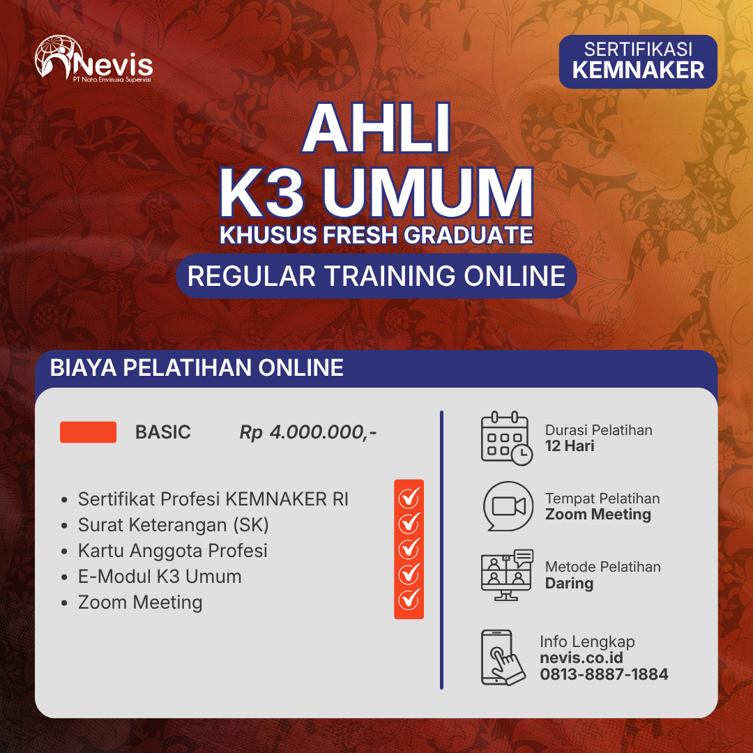 Foto Produk Pelatihan Ahli K3 Umum Sertifikasi KEMNAKER RI Fresh Graduate Online