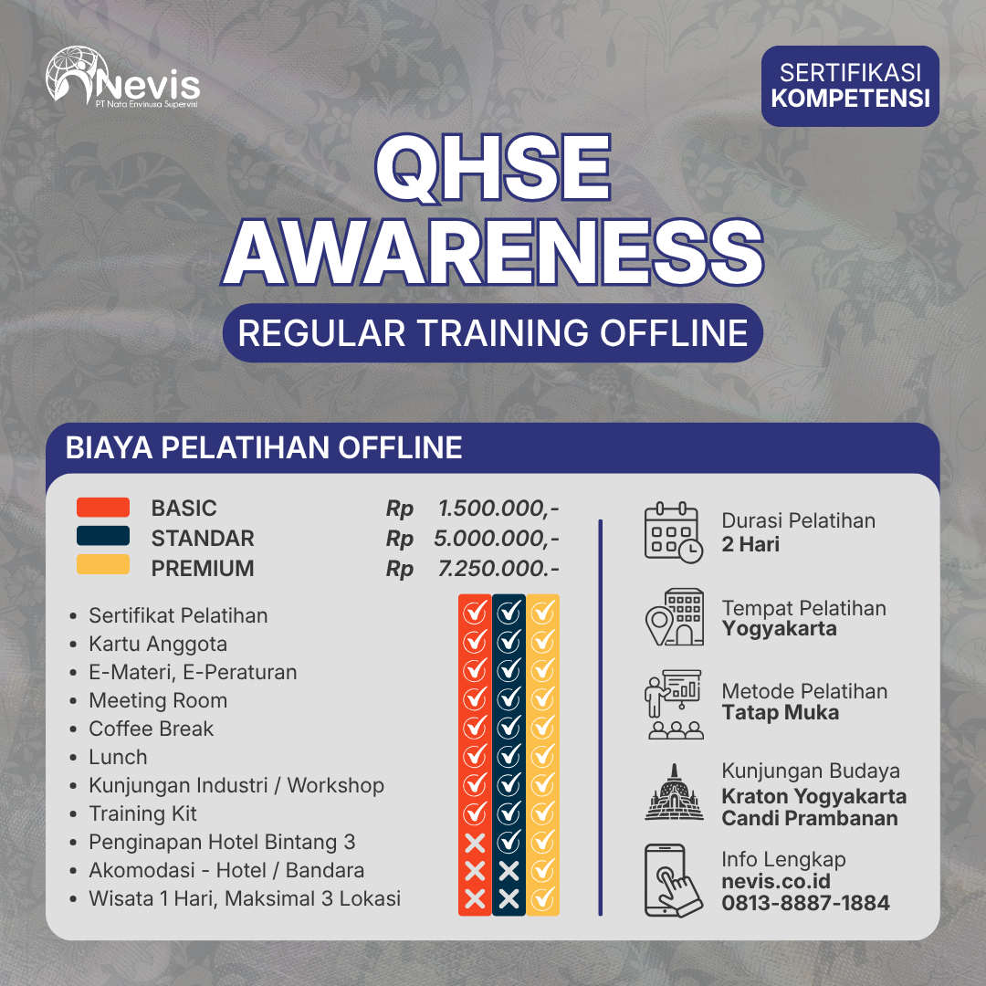 Foto Produk Pelatihan QHSE Awareness ISO 9001:2015, ISO 14001:2015, ISO 45001:2018 Sertifikasi Kompetensi Offline
