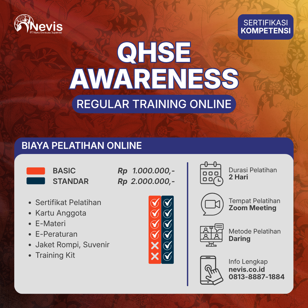 Foto Produk Pelatihan QHSE Awareness ISO 9001:2015, ISO 14001:2015, ISO 45001:2018 Sertifikasi Kompetensi Online