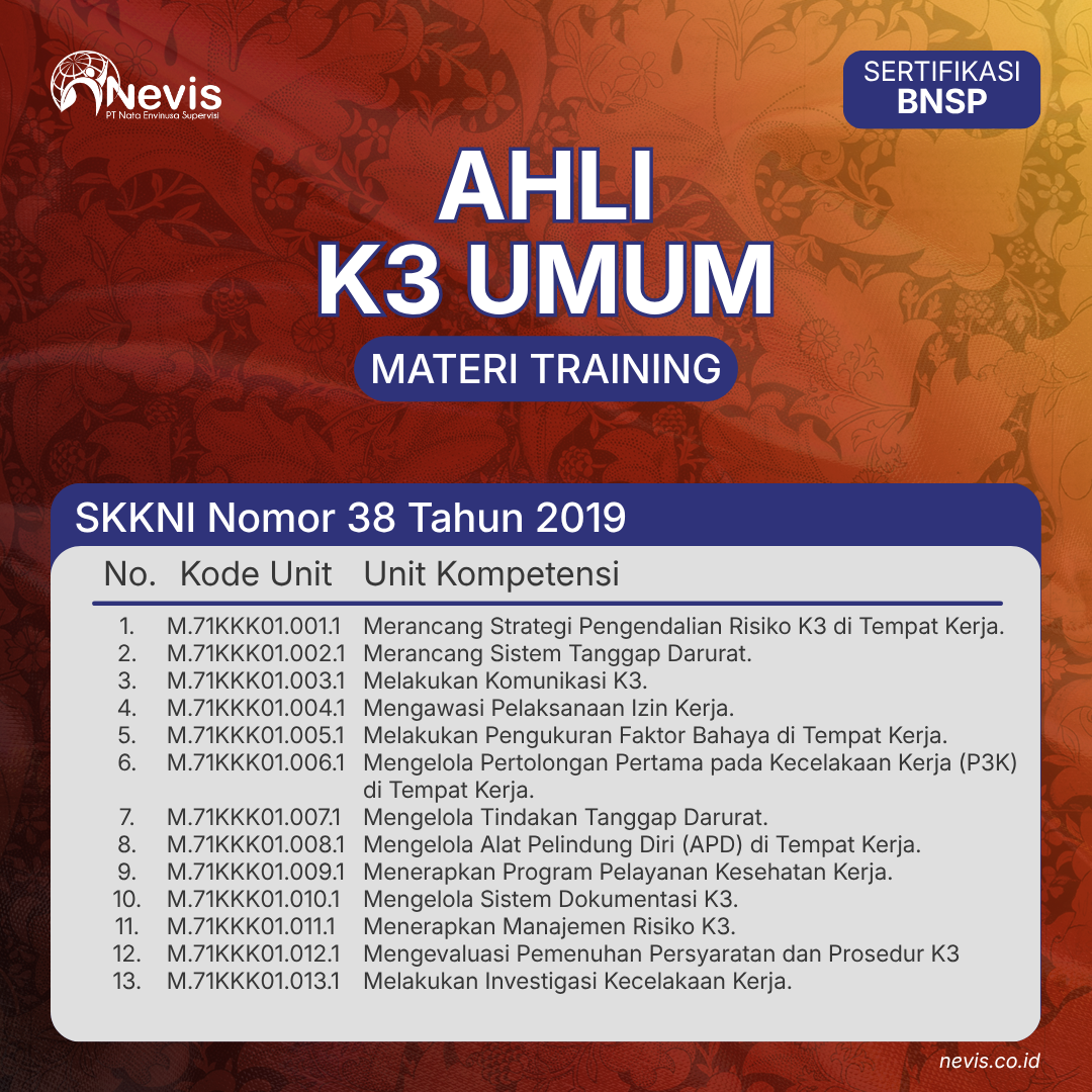 Foto Produk Pelatihan Ahli K3 Umum Sertifikasi BNSP Online