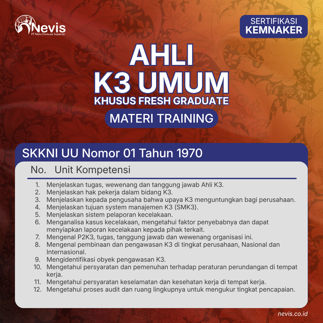 Foto Produk Pelatihan Ahli K3 Umum Sertifikasi KEMNAKER RI Fresh Graduate Online