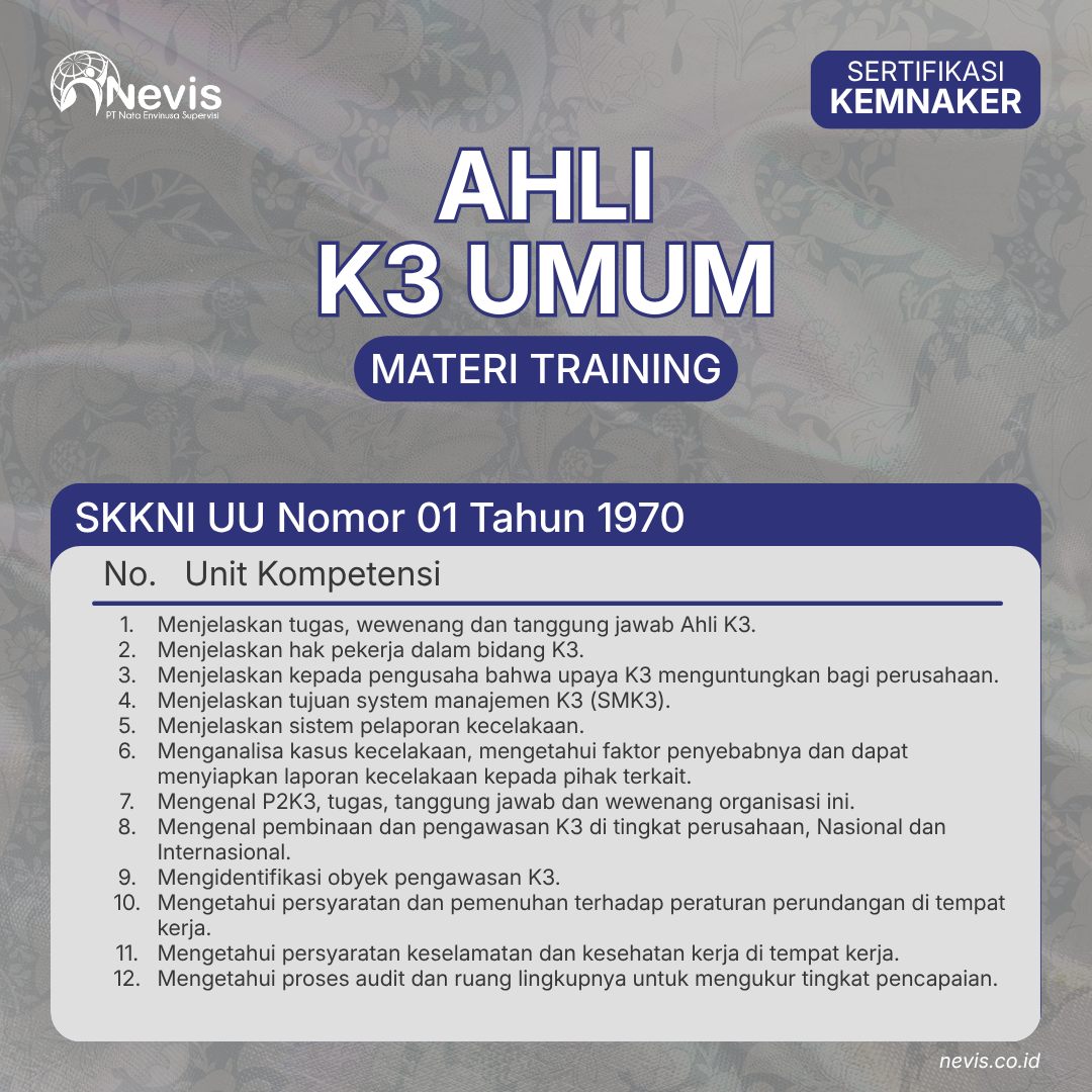 Foto Produk Pelatihan Ahli K3 Umum Sertifikasi KEMNAKER RI Offline
