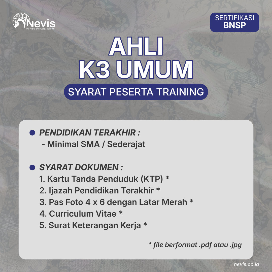 Foto Produk Pelatihan Ahli K3 Umum Sertifikasi BNSP Offline