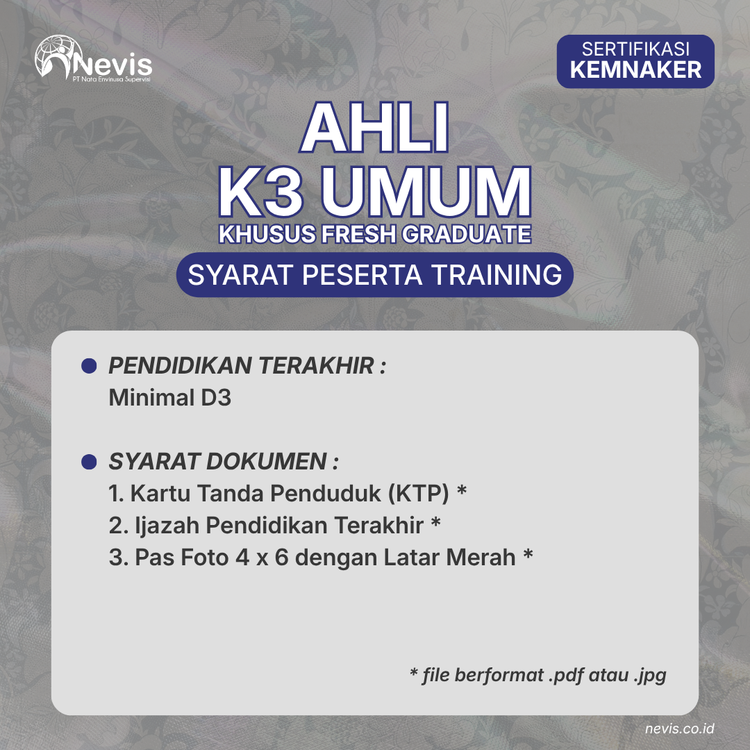 Foto Produk Pelatihan Ahli K3 Umum Sertifikasi KEMNAKER RI Fresh Graduate Offline