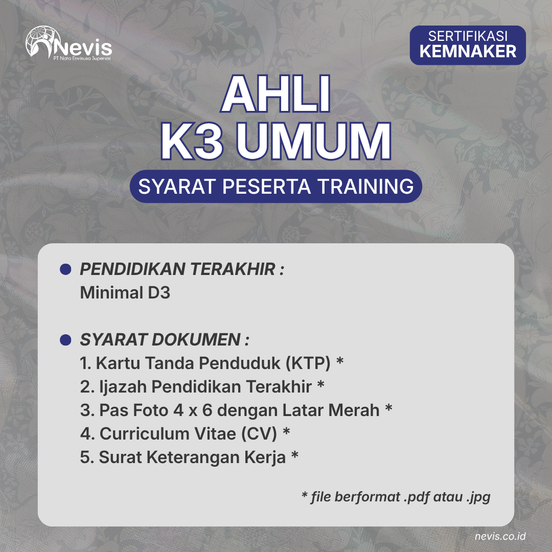 Foto Produk Pelatihan Ahli K3 Umum Sertifikasi KEMNAKER RI Offline
