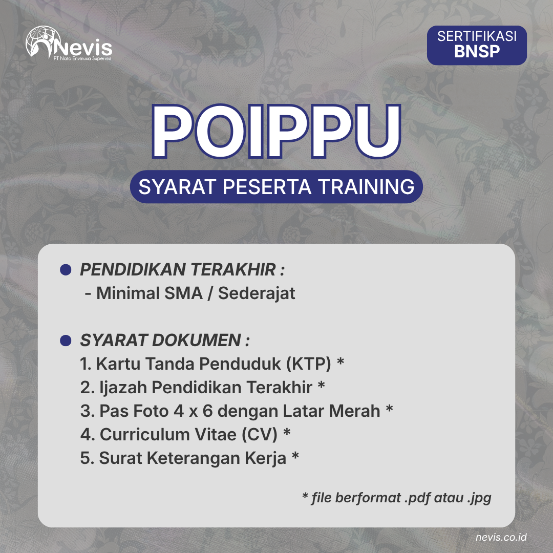 Foto Produk Pelatihan POIPPU Sertifikasi BNSP Offline