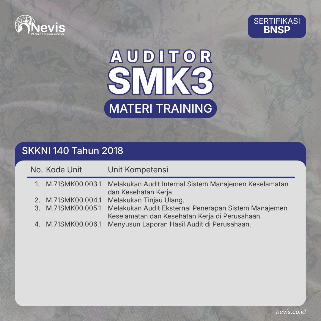 Foto Produk Pelatihan Auditor SMK3 Sertifikasi BNSP Offline