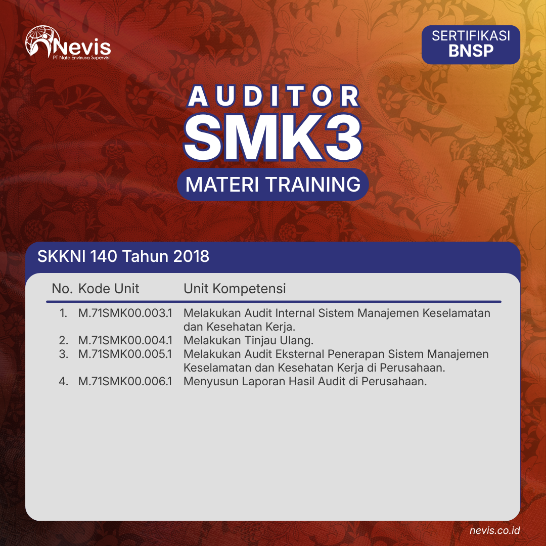 Foto Produk Pelatihan Auditor SMK3 Sertifikasi BNSP Online