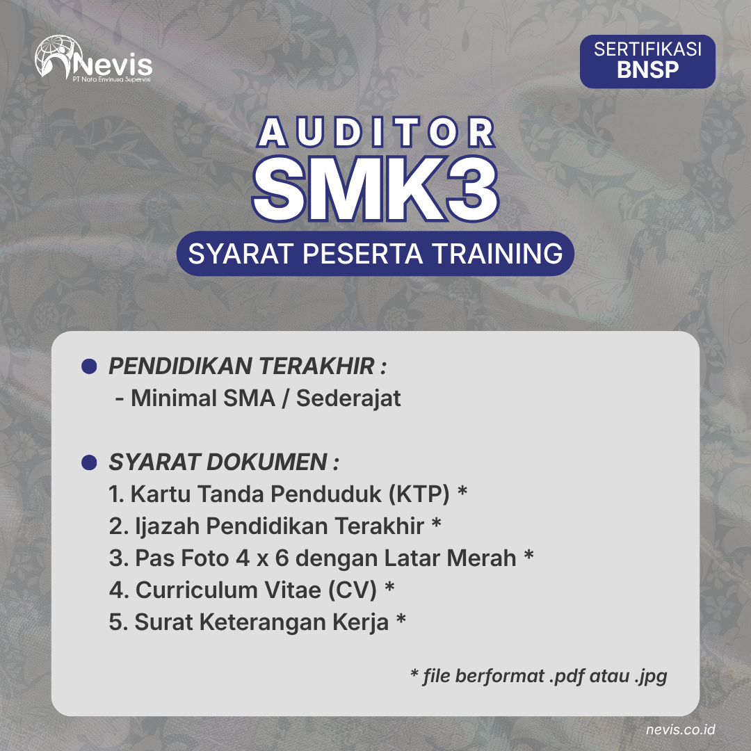 Foto Produk Pelatihan Auditor SMK3 Sertifikasi BNSP Offline