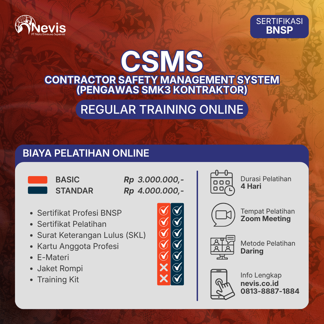 Foto Produk Pelatihan CSMS Pengawas SMK3 Kontraktor Sertifikasi BNSP Online