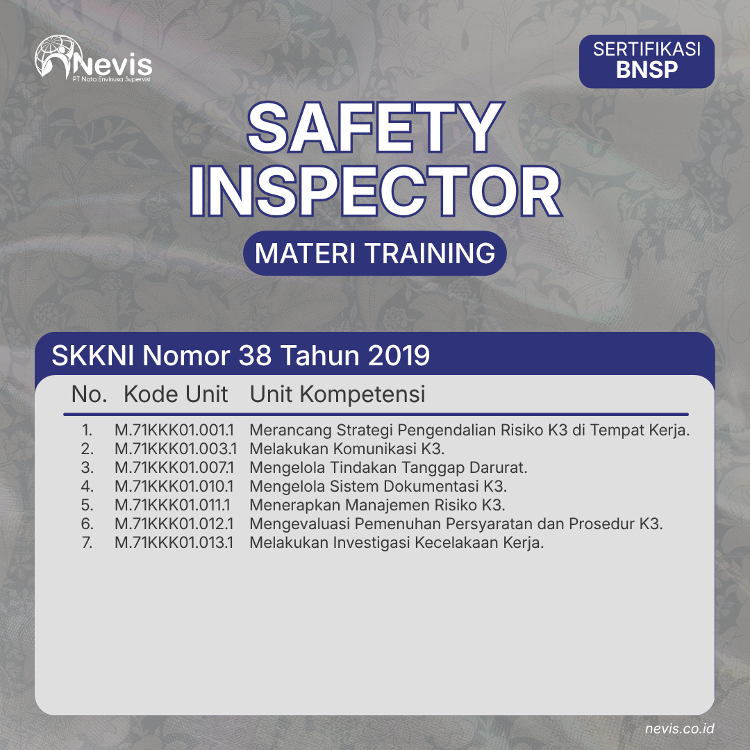 Foto Produk Pelatihan Safety Inspector Sertifikasi BNSP Offline