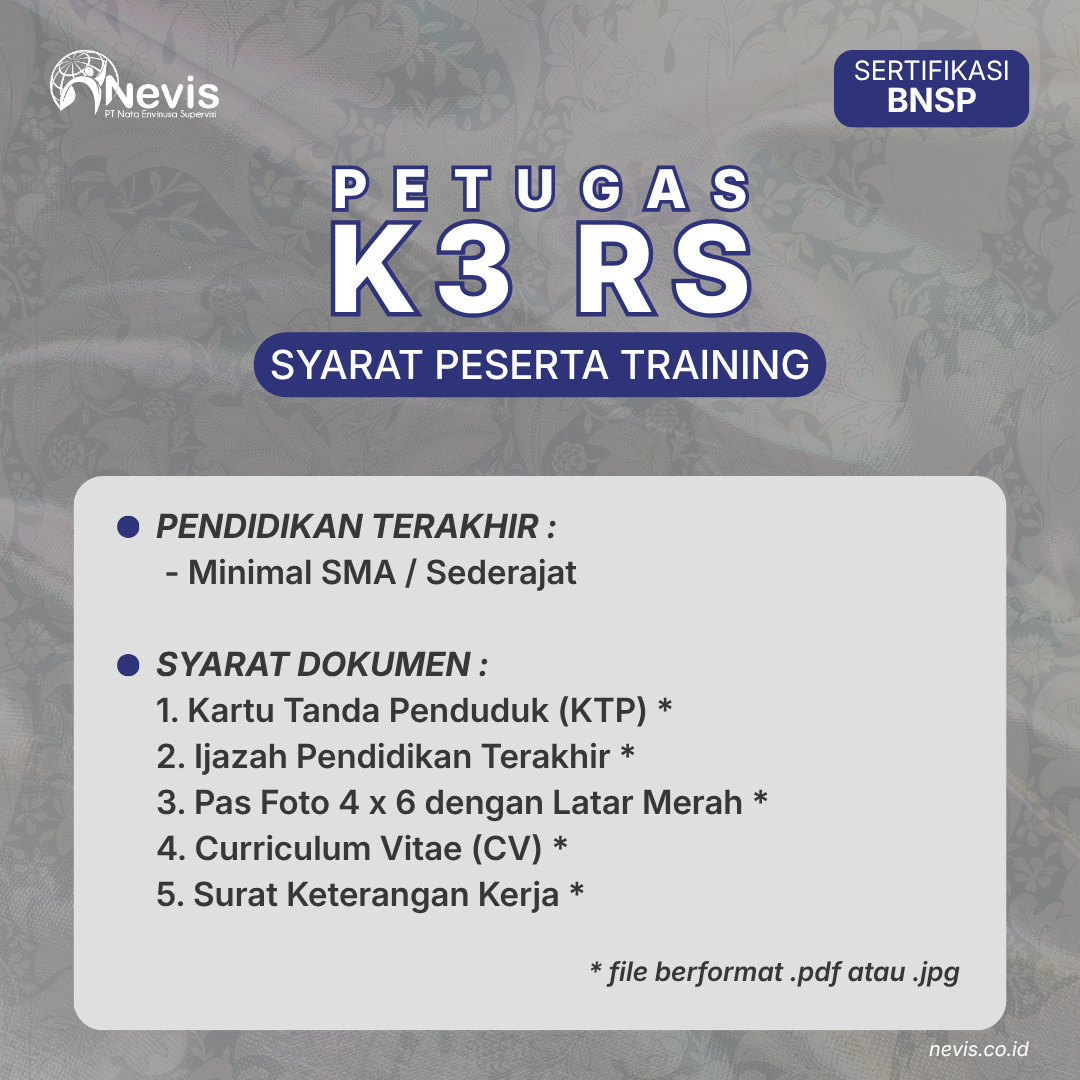 Foto Produk Pelatihan Petugas K3 Rumah Sakit Sertifikasi BNSP Offline