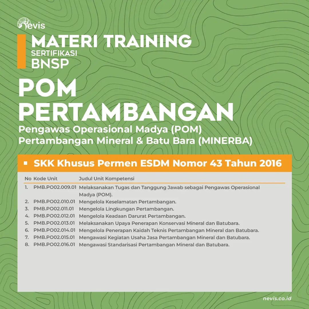 Foto Produk Pelatihan POM Pertambangan Sertifikasi BNSP Offline