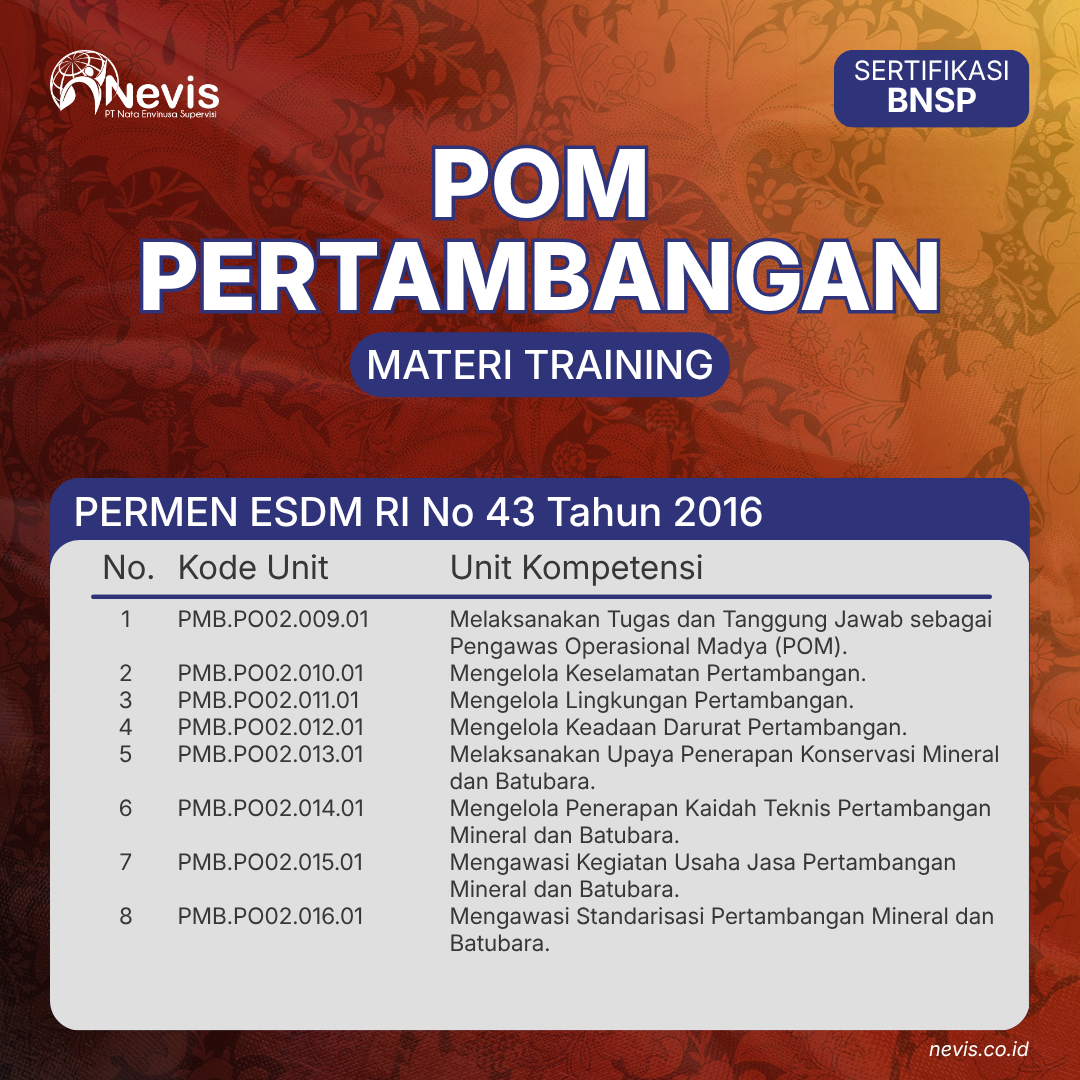 Foto Produk Pelatihan POM Pertambangan Sertifikasi BNSP Online