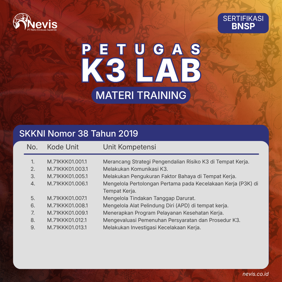 Foto Produk Pelatihan Petugas K3 Laboratorium Sertifikasi BNSP Online