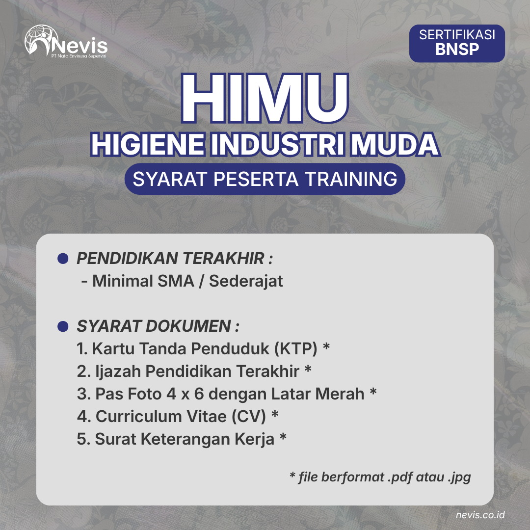 Foto Produk Pelatihan Higiene Industri Muda (HIMU) Sertifikasi BNSP Offline