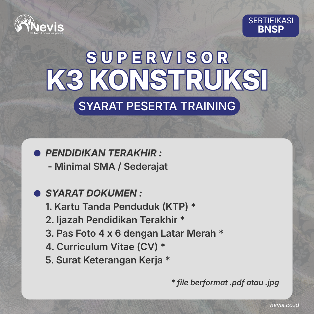 Foto Produk Pelatihan Supervisor K3 Konstruksi Sertifikasi BNSP Offline