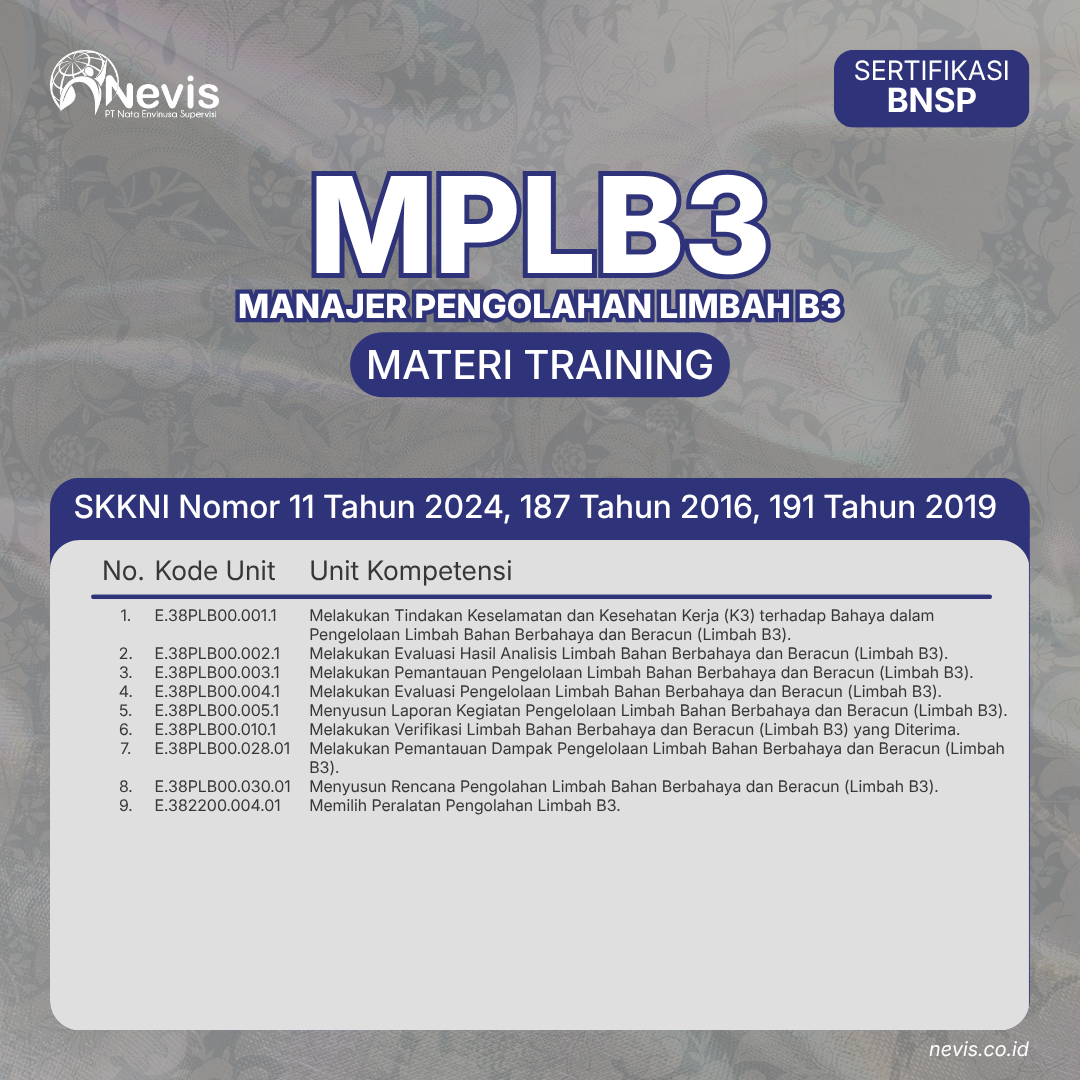 Foto Produk Pelatihan MPLB3 (Manager Pengolahan Limbah B3) Offline