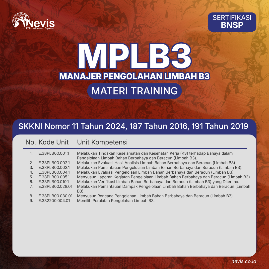 Foto Produk Pelatihan MPLB3 (Manager Pengolahan Limbah B3) Online
