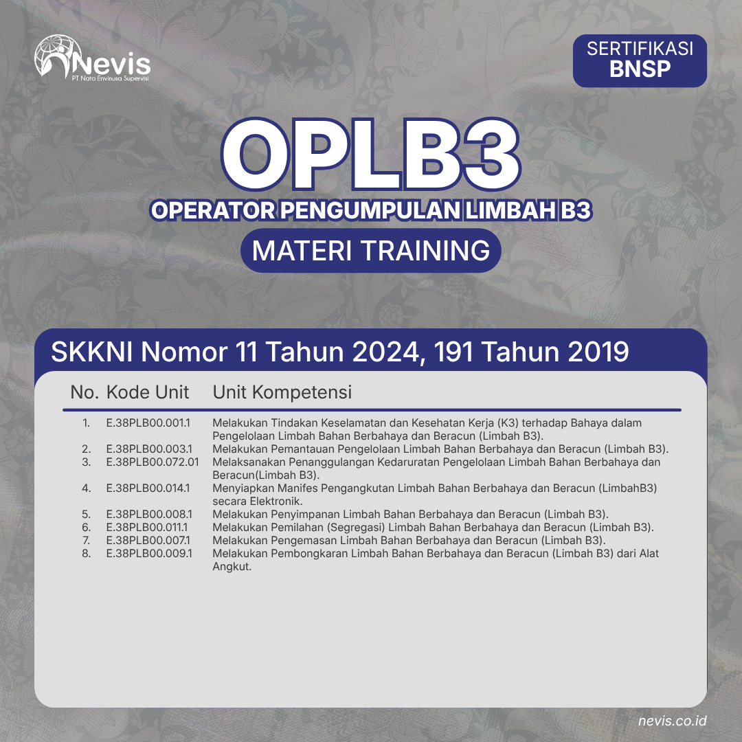 Foto Produk Pelatihan OPLB3 (Operator Pengumpulan Limbah B3) Offline