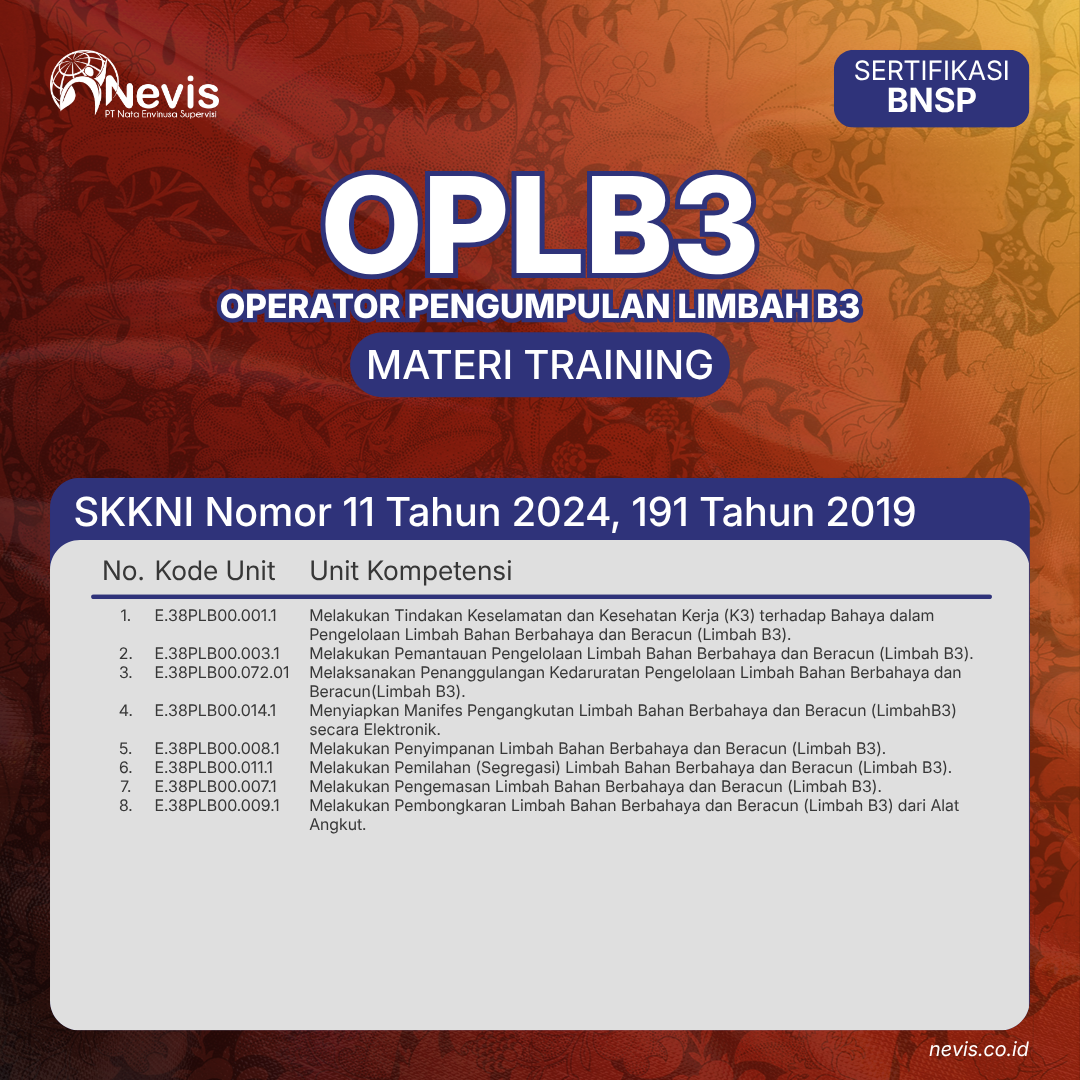 Foto Produk Pelatihan OPLB3 (Operator Pengumpulan Limbah B3) Online