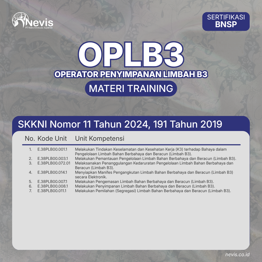 Foto Produk Pelatihan OPLB3 (Operator Penyimpanan Limbah B3) Offline