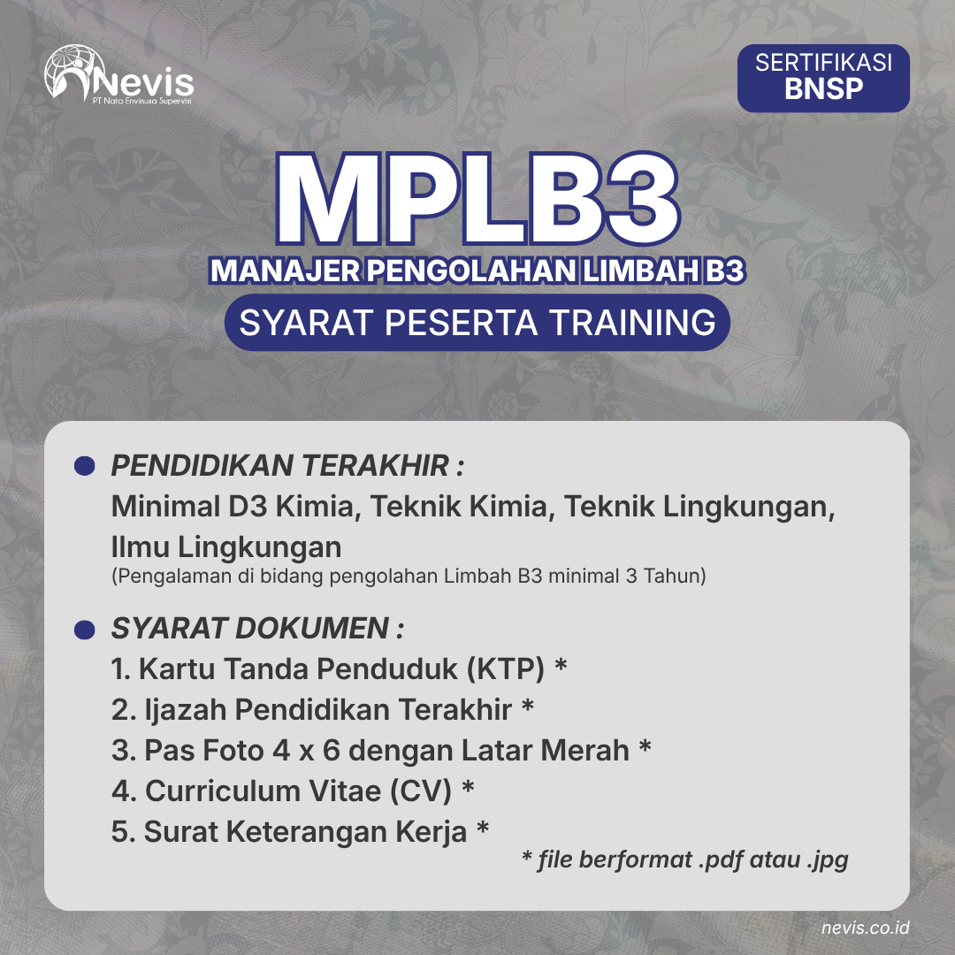 Foto Produk Pelatihan MPLB3 (Manager Pengolahan Limbah B3) Offline