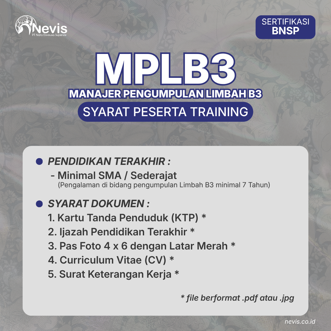 Foto Produk Pelatihan MPLB3 (Manager Pengumpulan Limbah B3) Offline