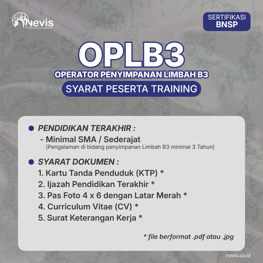 Foto Produk Pelatihan OPLB3 (Operator Penyimpanan Limbah B3) Offline